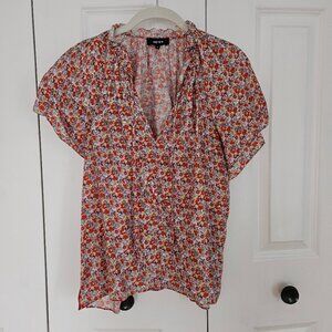 ME+EM Floral Peasant Blouse with Flutter Sleeves Size 10